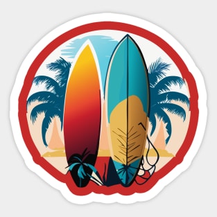 retro surfing art Sticker